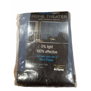 Absolute Zero Velvet 100% Solid Blackout Home Theater Curtain Panel Blue 50"x63"